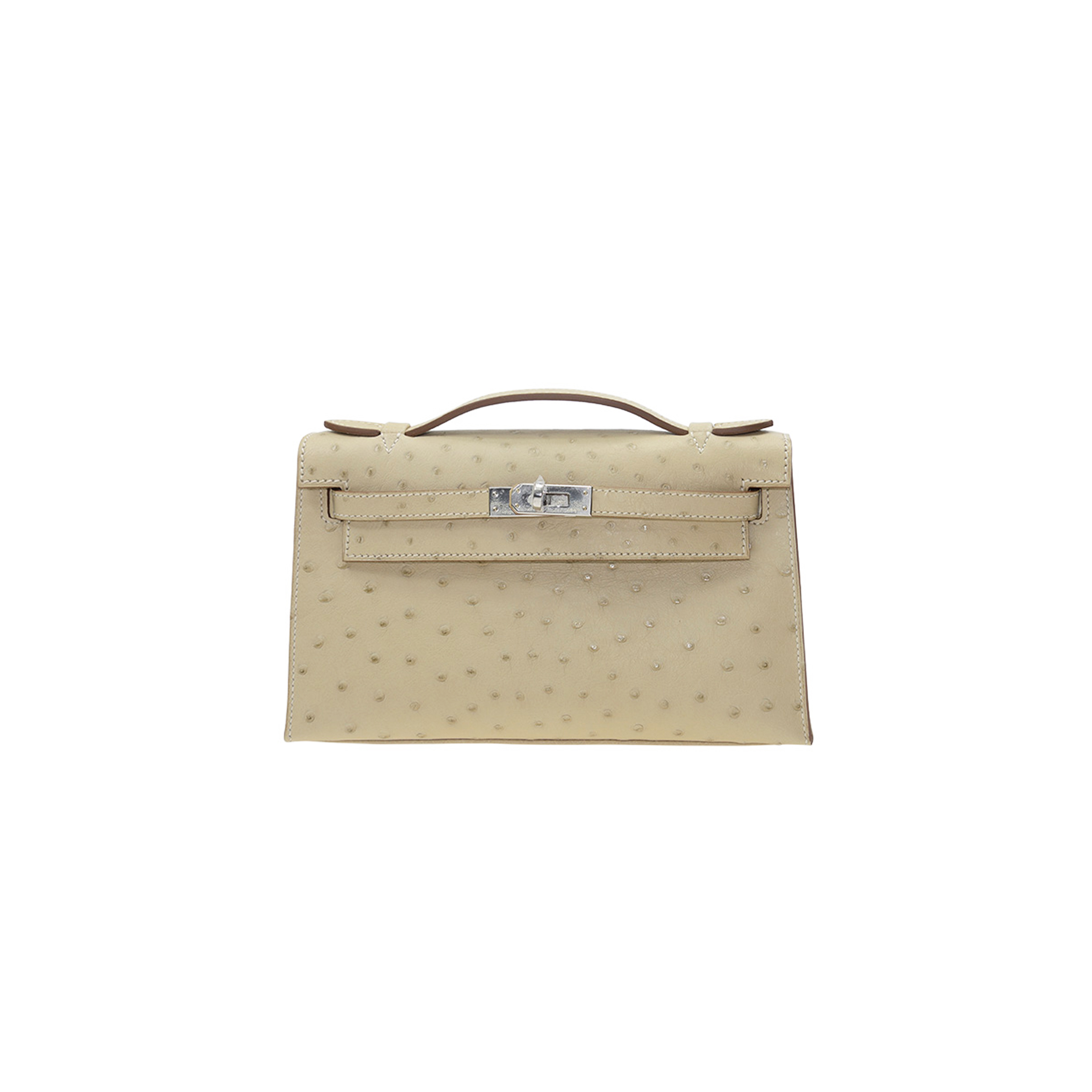 HERMÈS MASTER HANDBAGS KELLY CLUTCH BAG PARCHEMIN (22*14*7cm)